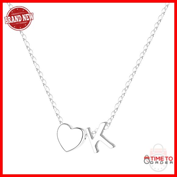 Sterling Silver Initial Heart Necklace 16